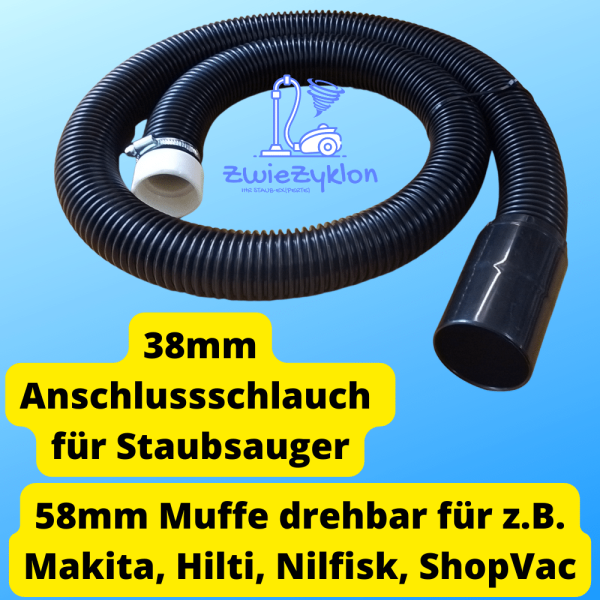 38mm Absaugschlauch für 50mm Zyklonabscheider mit Muffe 57/58mm drehbar